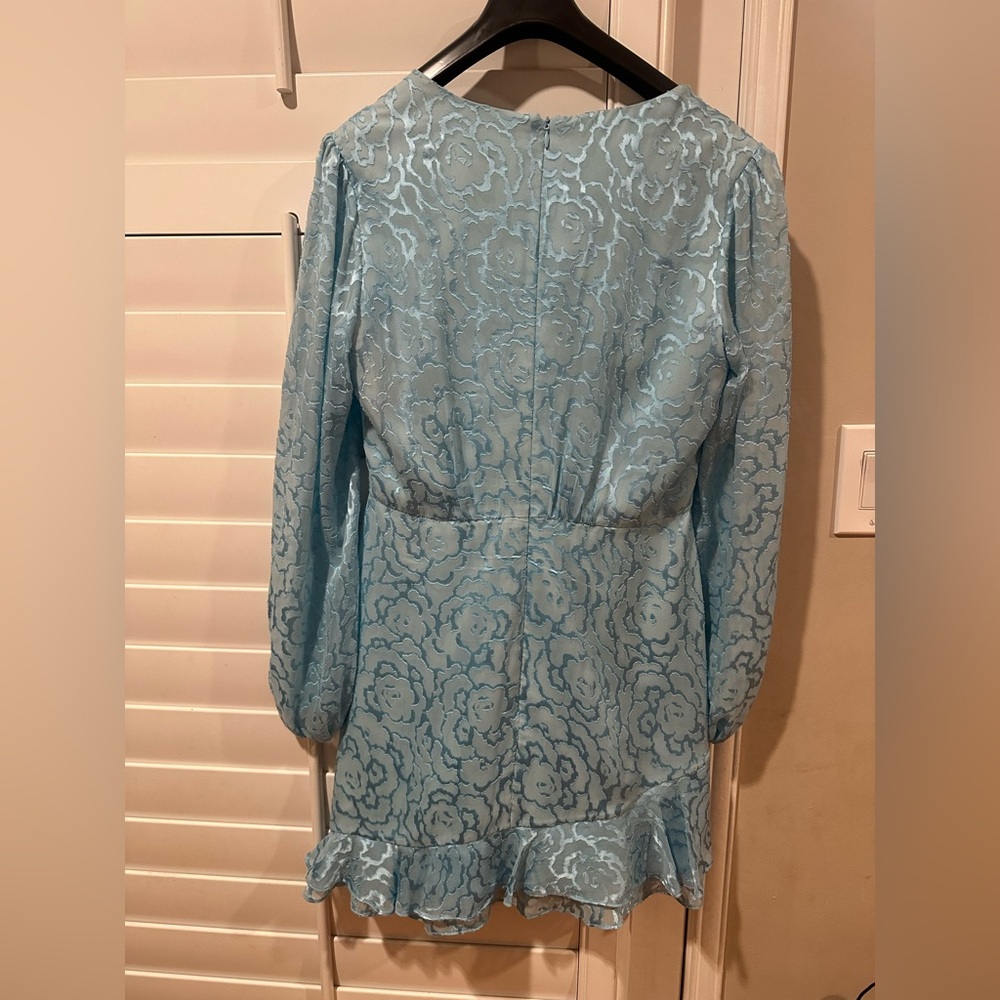 SALONI Light Blue Dress with Floral Accents - Picture 2 of 4